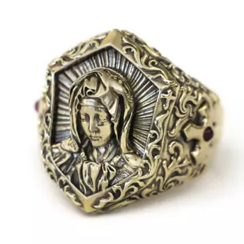 Детали, латунные подвески в виде Девы Марии, кольцо с крестом BR461, размер США 8 ~ 15