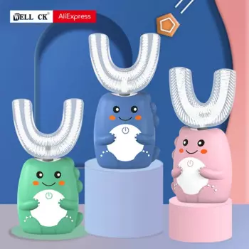 Детская электрическая зубная щетка Sonic Kids U Type 360 градусов, автоматическая детская зубная щетка, зарядка через usb, умный таймер, детская зубная щетка