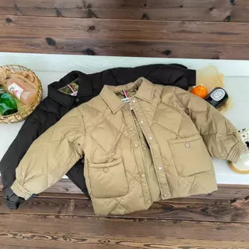 Детская черная Золотая пуховая куртка внутри для мальчиков и девочек на белом утином пуху осенне-зимняя одежда теплая детская модная куртка