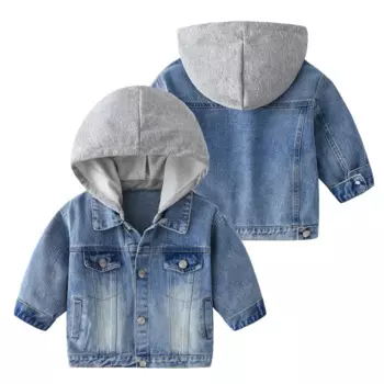 Детская джинсовая куртка с капюшоном, на осень/зиму