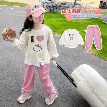 Детская футболка с длинным рукавом, с принтом «Hello Kitty»