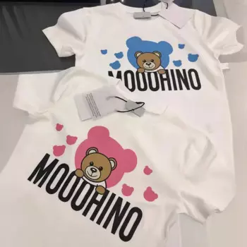 Детская футболка с короткими рукавами Shadow Bear из чистого хлопка, новая летняя детская одежда 2024, летняя детская футболка с половиной рукавов