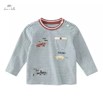 Детская Хлопковая футболка в полоску, с длинным рукавом, DB3236692