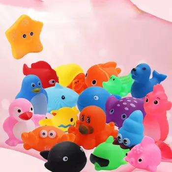 Детская игрушка для ванны, морские животные, тема плавания, водные игрушки, мини красочные мягкие плавающие резиновые игрушки для ванны со звуком для детей