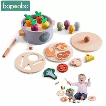 Детская игрушка Монтессори, симуляция кухни, игрушка для приготовления пищи, растительная модель, блоки, игра, обучающая игрушка, подарок