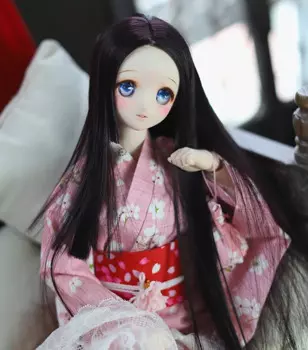 Детская игрушка ручной работы, аксессуары для кукол 1/6 1/4 1/3 BJD/SD, парик для кукол, черная ночь, прямые волосы, 1 шт.