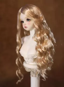 Детская игрушка ручной работы, аксессуары для кукол 1/6 1/4 1/3 BJD/SD, парик для куклы, Золотая длинная волна посередине, 1 шт.