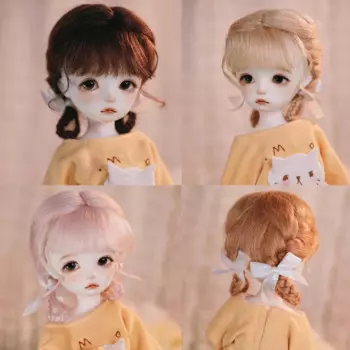Детская игрушка ручной работы, кукла 1/6 BJD/SD, аксессуары для кукол, золотая, серая, коричневая косичка с рыбками, двойная накладная косичка, 1 шт.