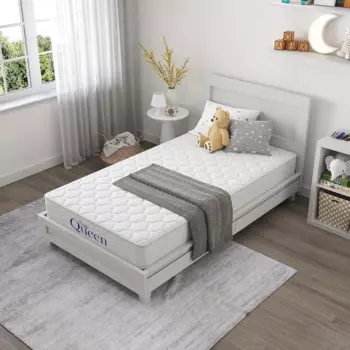 Детская кровать NapQueen, 6-дюймовый односпальный матрас с внутренней пружиной, средней жесткости, рельефный матрас, кровать в коробке, белый