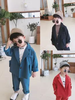 Детская одежда, костюм, весна-осень 2023, однотонные повседневные Костюмы для маленьких мальчиков, одежда, корейский Детский костюм, пальто и брюки X528