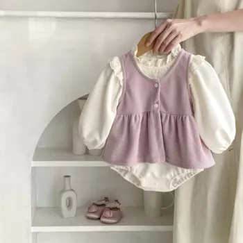 Детская одежда, новинка 2024, модный универсальный осенний кардиган без рукавов для девочек, модный теплый детский простой Сарафан