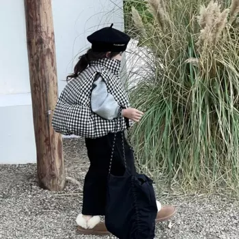 Детская одежда, зимний жилет, новый жилет в Корейском стиле, свободная клетчатая Новая модная повседневная простая теплая детская куртка для мальчиков и девочек