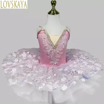 Детская профессиональная балетная юбка с блестками, танцевальный костюм лебедей для выступлений, балетный костюм для девочек, танцевальный костюм