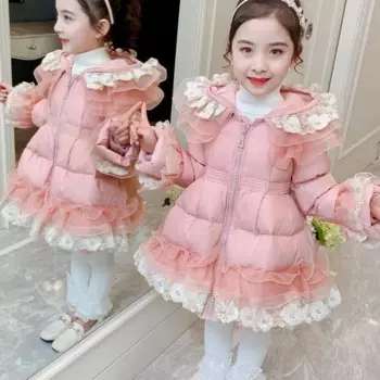 Детская пуховая куртка с капюшоном, на Возраст 4-12 лет