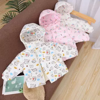 Детская стеганая куртка, флисовая утепленная милая детская стеганая куртка с капюшоном