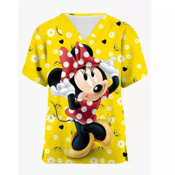 Детская Веселая футболка для девочек с 3d принтом Диснея Микки Мауса, детская одежда, футболка для девочек с аниме, Повседневная летняя футболка с коротким рукавом