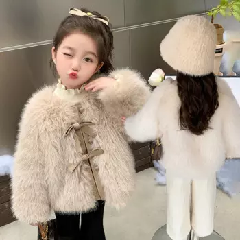 Детская верхняя одежда для детей от 3 до 14 лет, новая зимняя модная теплая утепленная куртка с хлопковой подкладкой для маленьких девочек, куртка принцессы из искусственного меха
