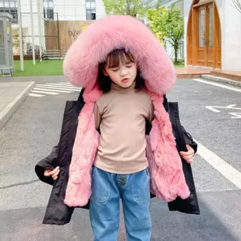 Детская зимняя длинная куртка для мальчиков и девочек