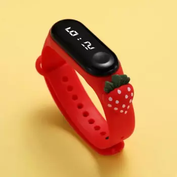 Детские часы с клубникой, подарок на день рождения для ребенка, мальчика и девочки, умные светодиодные цифровые водонепроницаемые часы с мультяшным браслетом, детские часы Reloj Nio