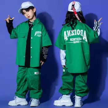 Детские костюмы для подростков и мальчиков, уличная одежда для девочек, модная одежда для джазовых танцев в стиле хип-хоп, рубашка, комплекты брюк-карго, детские спортивные костюмы, костюмы