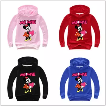 Детские Мультяшные толстовки с Минни, футболка для девочек, свитшот для мальчиков, детский спортивный свитер, Детская Хлопковая футболка с длинным рукавом, топы, футболки
