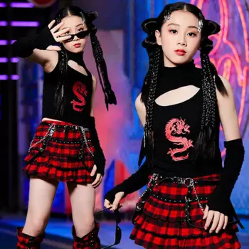 Детские сценические костюмы Kpop, костюмы для бальных танцев, костюмы для девочек для чирлидинга и джазовых танцев, детская одежда в стиле хип-хоп DWY10026
