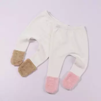 Детские штаны footies, детская одежда с начесом внутри, штаны для маленьких мальчиков и девочек, мягкие эластичные штаны для малышей, плюшевые Заплатанные штаны для ног
