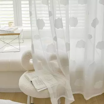 Детские тюлевые шторы AiFish белые облака