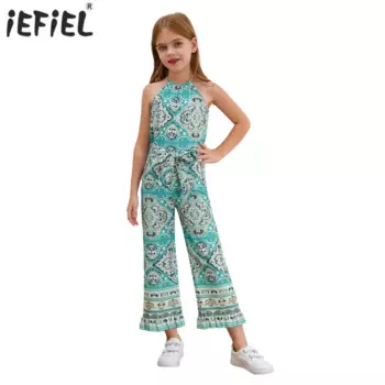 Детский богемный комбинезон без рукавов, с цветочным принтом