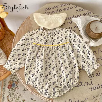 Детский демисезонный комбинезон с длинным рукавом, в виде цветов