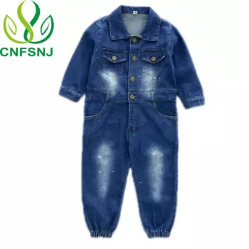 Детский комбинезон CNFSNJ с длинным рукавом, детский комбинезон, брюки, детская одежда, весна-осень, хлопковые детские джинсовые комбинезоны