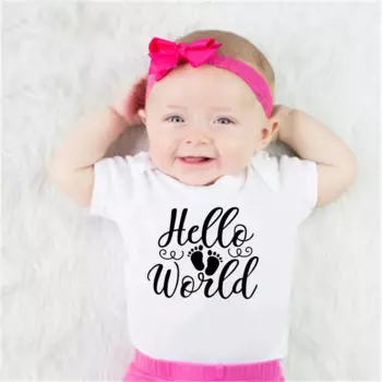 Детский комбинезон Hello World для новорожденных, одежда для мальчиков и девочек, комбинезон, подарок для новорожденных