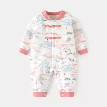 Детский комбинезон с хлопковой подкладкой, детский теплый комбинезон без косточек на осень и зиму, тонкий хлопковый костюм Тан, детский комбинезон