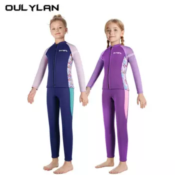Детский костюм для дайвинга Oulylan 2,5 мм, утепленный костюм для дайвинга с разрезом и длинными рукавами, костюм для тренировок и серфинга для девочек