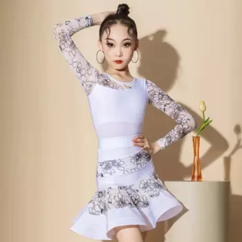 Детский костюм для латиноамериканских танцев SL11115, одежда для соревнований, Бальные Танцевальные Костюмы с длинными рукавами для девочек