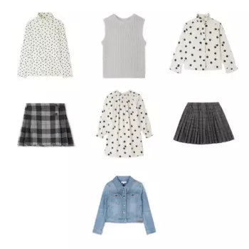 Детский костюм OUYANG & IVAN2024AW, новое хлопковое черное платье с длинным рукавом и принтом вишни, свитер, жилет, костюм, юбка для девочек, джинсовая куртка, Топ