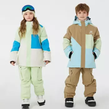 Детский лыжный костюм, детский зимний теплый ветрозащитный водонепроницаемый дышащий комплект из куртки с капюшоном и брюк для сноуборда, лыжный костюм