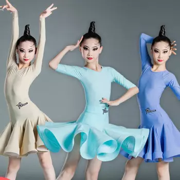 Детский национальный стандарт, юбка-топ для латиноамериканских девочек, детский костюм с разрезом для сальсы, Танго, Chacha SL5425