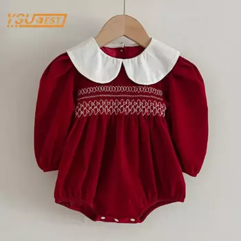 Детский однотонный комбинезон с длинным рукавом, на осень