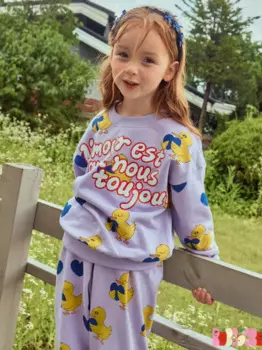 Детский осенний комплект, корейский стиль, Толстовка и штаны для мальчиков и девочек