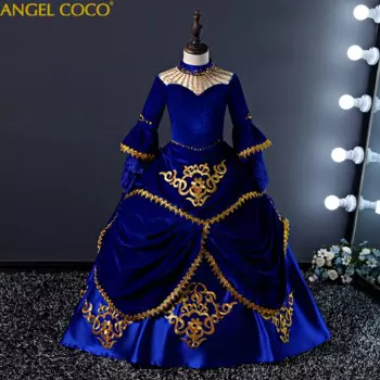 Детский подиумный Европейский костюм, платье принцессы для девочек, юбка-американка в дворцовом стиле с длинными рукавами, ретро карнавальные костюмы для детей