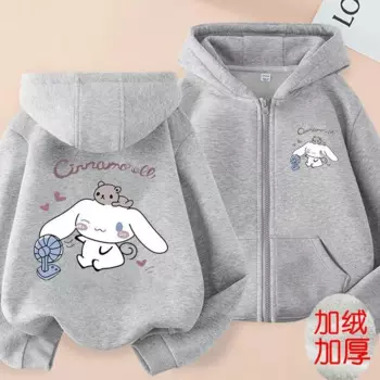 Детский свитшот Sanrio, цвет Коричный, на молнии, демисезонный, из чистого хлопка, Детский комплект из свитшота