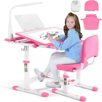 Детский учебный стол и стул, регулируемый школьный письменный учебный стол для девочек, с большой письменной доской