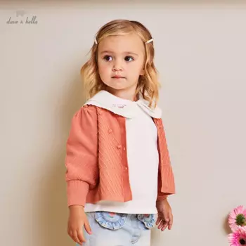 Детский вязаный свитер с длинным рукавом, для девочек