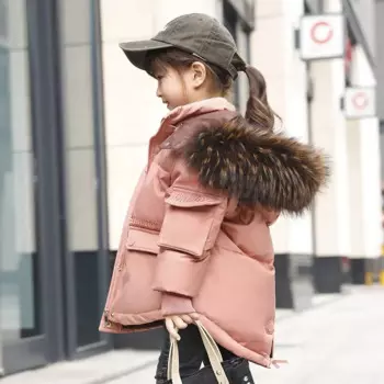 Детский Зимний пуховик для мальчиков, одежда, плотное теплое пальто с капюшоном из натурального меха енота, Детская верхняя одежда, парка для девочек TZ228
