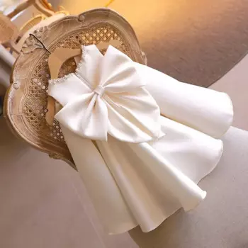 Детское атласное платье с блестками и жемчугом, без рукавов