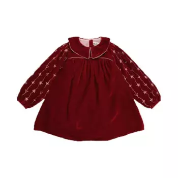 Детское бархатное платье 24, зимнее милое платье принцессы с длинными рукавами для девочек, одежда