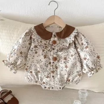 Детское боди с длинным рукавом, с цветочным принтом