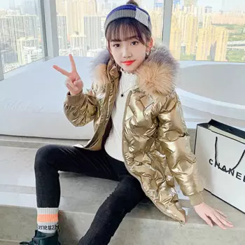 Детское пальто для девочек 3-12 лет, Осеннее/зимнее пальто средней длины для девочек, детская теплая пуховая куртка с капюшоном, одежда для девочек, детская пуховая парка