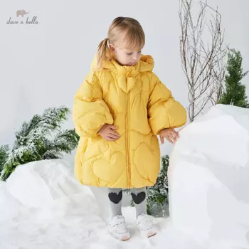 Детское пальто на утином пуху, с капюшоном, для девочек